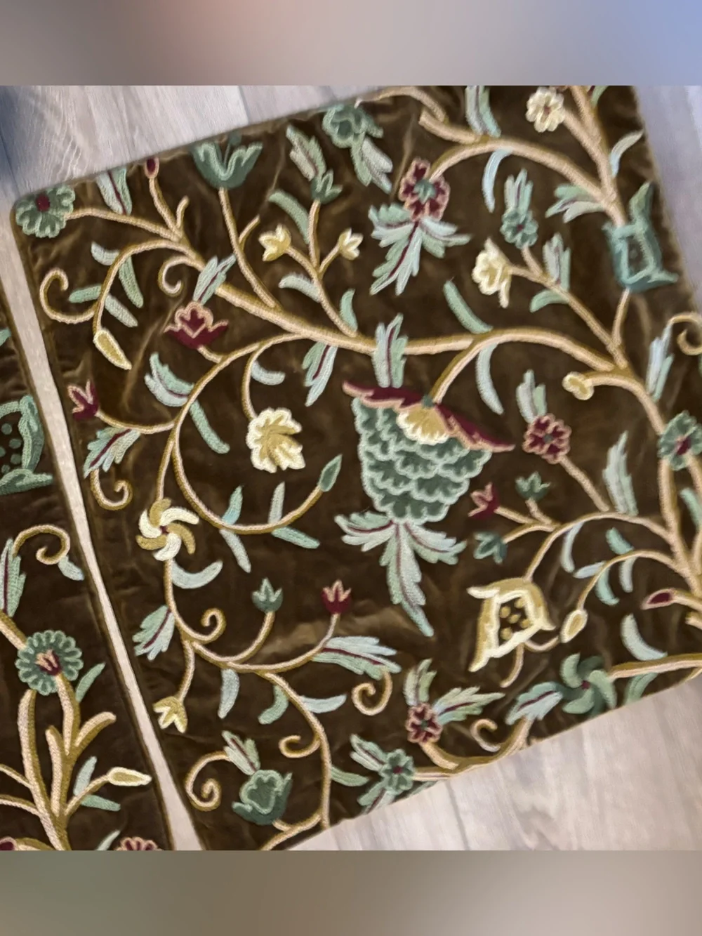 2 Williams Sonoma Home Brown Velvet moss green Pillow shams